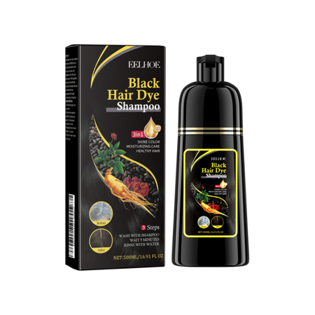 Shampoing Colorant Noir 3-en-1 Retrouvez des cheveux noirs, brillants et plus jeunes… en quelques minutes seulement.