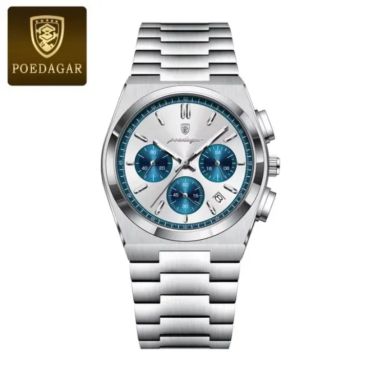 POEDAGAR 930 – La Montre en Acier Inoxydable qui Allie Élégance, Robustesse et Précision