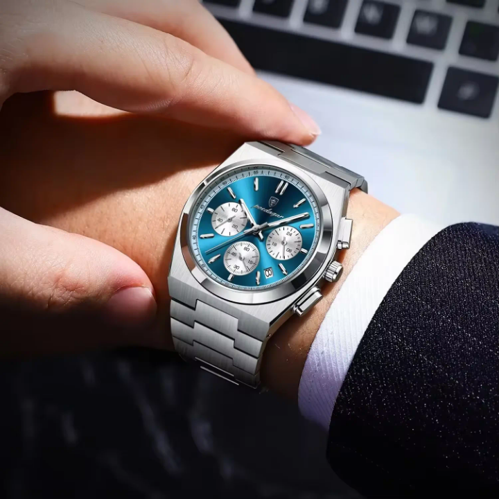 POEDAGAR 930 – La Montre en Acier Inoxydable qui Allie Élégance, Robustesse et Précision