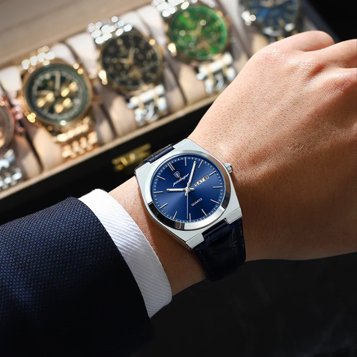 MONTRE POEDAGAR AVEC BRACELET EN CUIR : Le parfait équilibre entre raffinement, confort et précision pour accompagner chacun de vos moments.