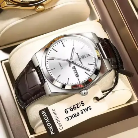 MONTRE POEDAGAR AVEC BRACELET EN CUIR : Le parfait équilibre entre raffinement, confort et précision pour accompagner chacun de vos moments.