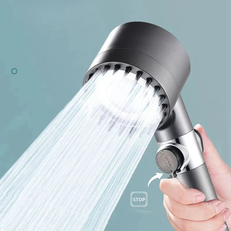 Pommeau de douche à trois vitesses avec filtre et masseur de cuir chevelu + raccord et un support
