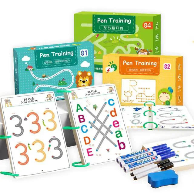 Le Kit d'Éveil Intellectuel 4 en 1 (Alphabet • Mathématiques • Dessin • Logique) qui Accompagne Votre Enfant vers un Apprentissage Plus Facile et Plus Ludique !